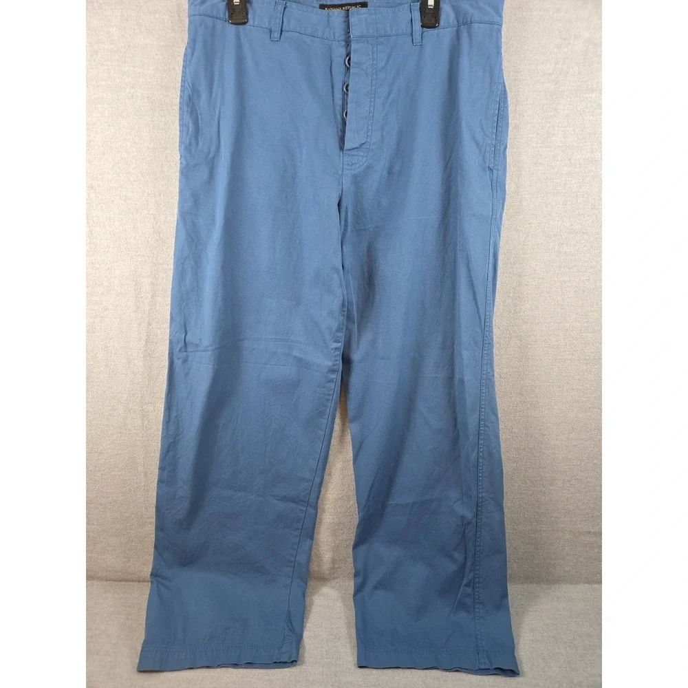 Banana Republic‎ Vintage 2001 Chino Pants 36x30 Royal Blue Wide Leg Button Fly
